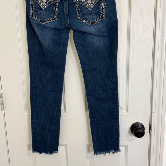 Miss Me Jeans Womens 27 Blue Signature Skinny Embellishment Rhinestone Y2K Boho - Picture 9 of 14